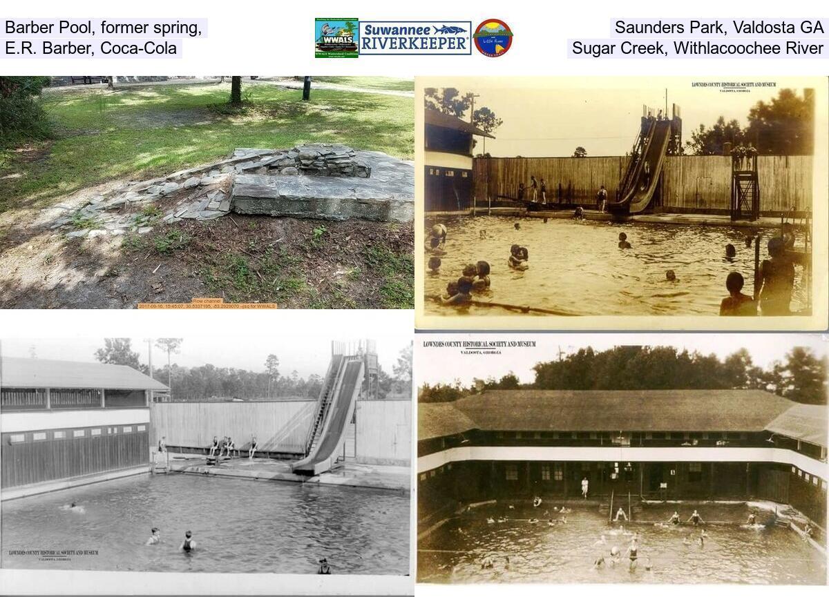 Barber Pool, former spring, Saunders Park, Valdosta GA, E.R. Barber, Coca-Cola, Sugar Creek, Withlacoochee River