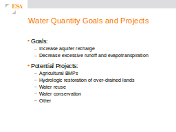 Water Quantity Goals and Projects