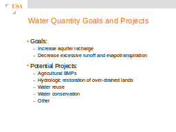 Water Quantity Goals and Projects