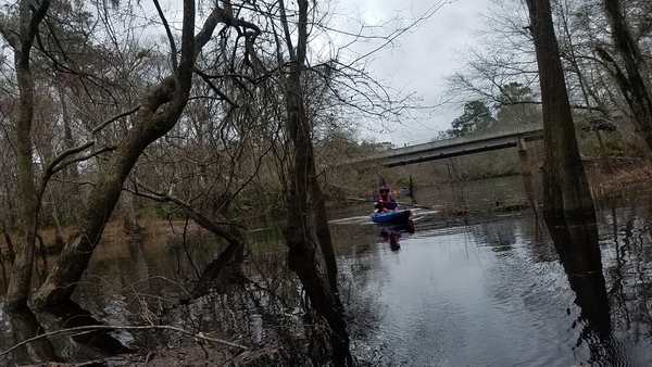 Cathy Smith above Hagan Bridge, 10:35:08, 31.01421, -83.30194