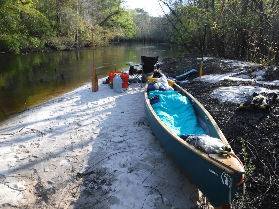 Canoe on sandbar