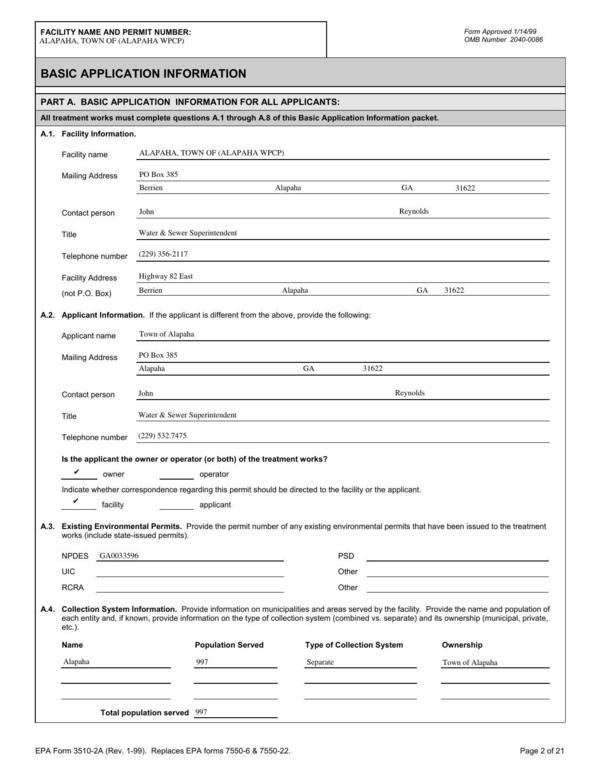 A3. Existing Environmental Permits. Provide the permit number of any existing environmental permits that have been issued to the treatment