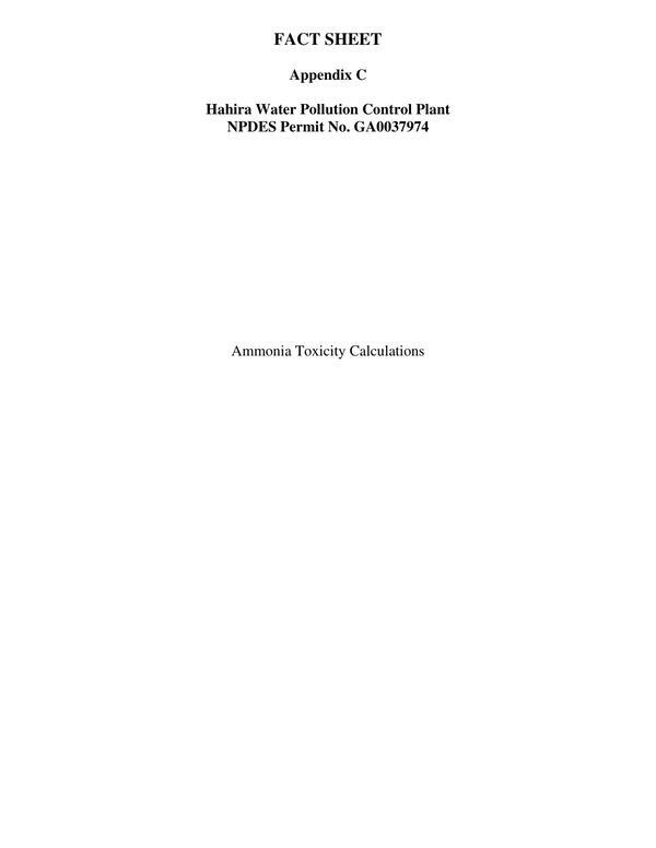 [Appendix C: Ammonia Toxicity Calculations]