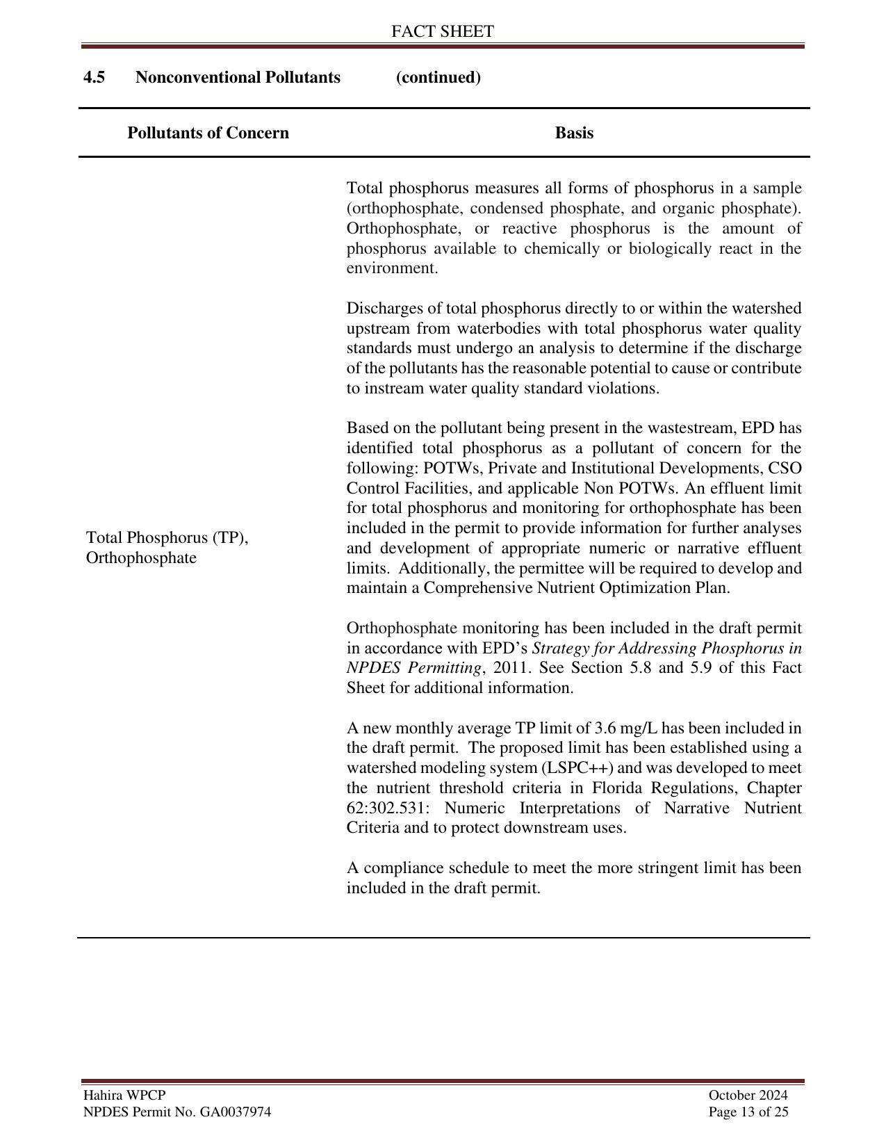 Total Phosphorus (TP), Orthophosphate