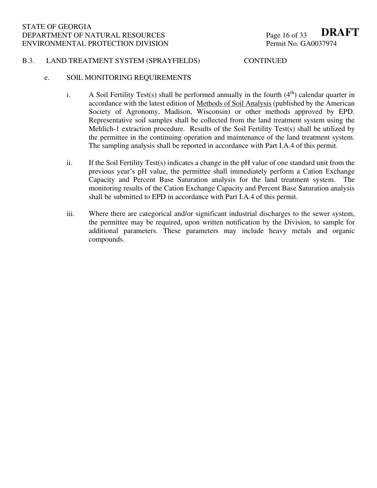 B.3.e. SOIL MONITORING REQUIREMENTS