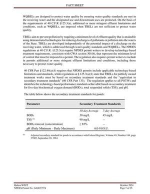 [The table below shows the secondary treatment standards for ponds:]