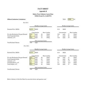 [Table: Effluent Limitations Calculations]