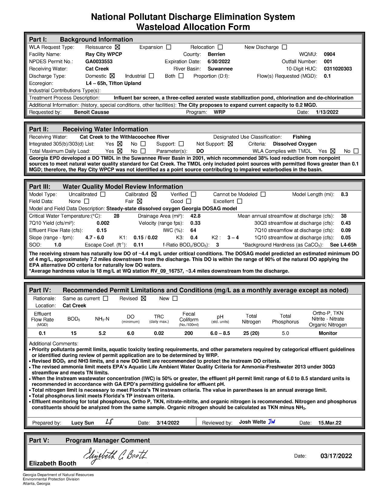 NPDES Wasteload Allocation Form