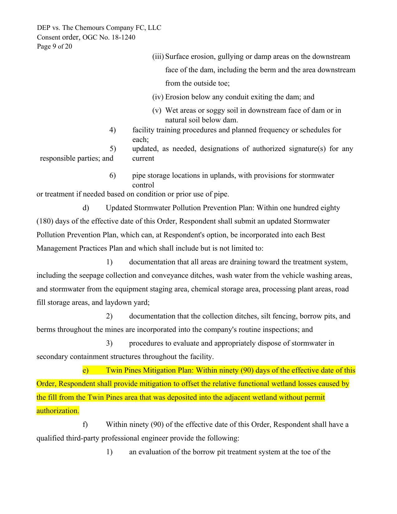 Twin Pines Mitigation Plan