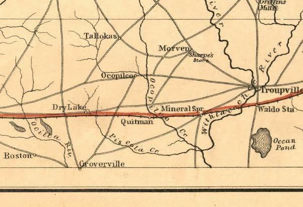 1865 Map: Mineral Spr., Quitman, Groverville (U.S. Coast Survey)