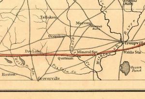 [1865 Map: Mineral Spr., Quitman, Groverville (U.S. Coast Survey)]