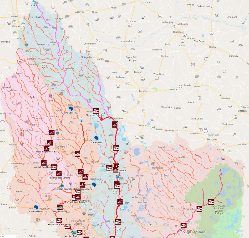 Georgia landings in Suwannee River Basin