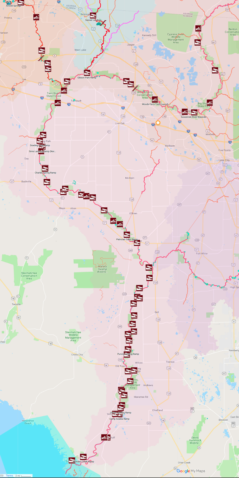 Florida landings in Suwannee River Basin