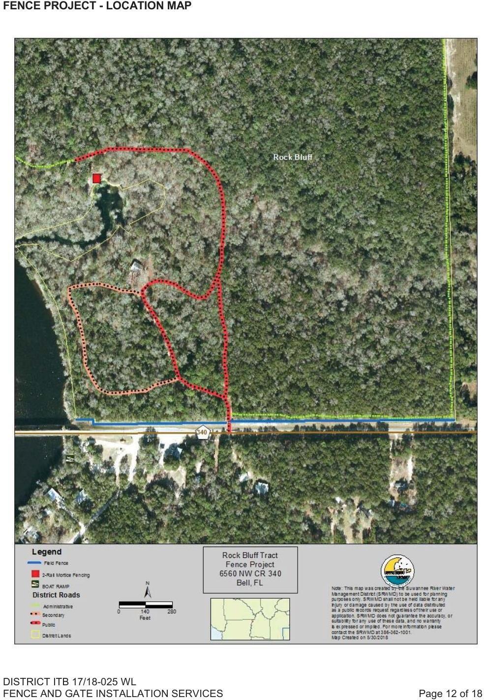 Fence Project Location Map, Rock Bluff Tract