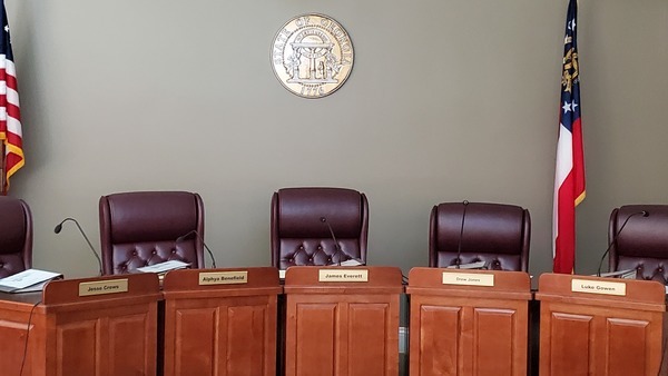 Commissioner seats: Jesse Crews, Alphya Benefield, James Everett, Drew Jones, Luke Gowen