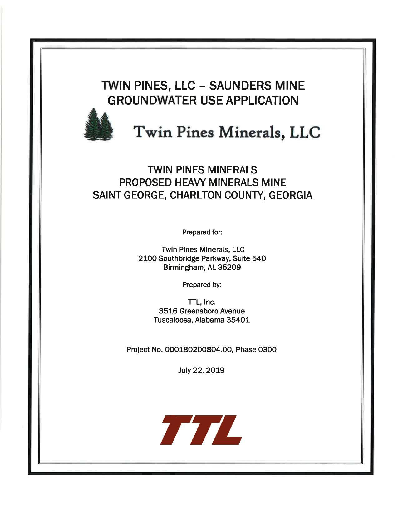 Groundwater Use, Also prepared by TTL for TTM