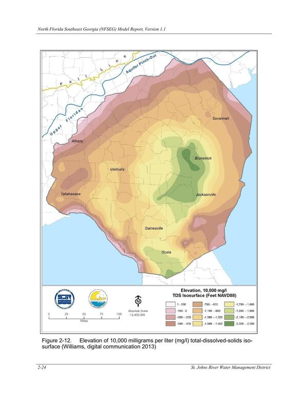 Figure 2-12. Elevation of 10,000 milligrams per liter (mg/l) total-dissolved-solids iso-