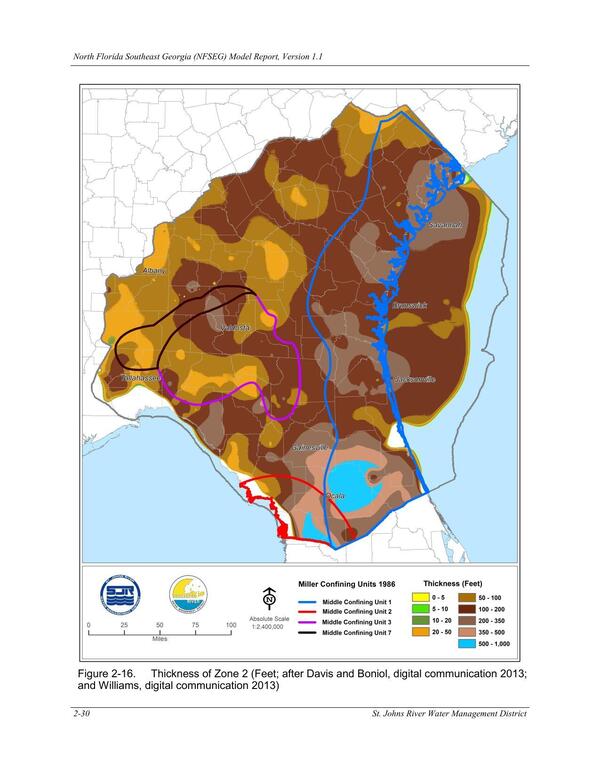 Figure 2-16. Thickness of Zone 2 (Feet; after Davis and Boniol, digital communication 2013;