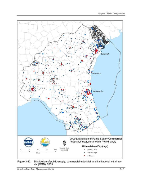 Figure 3-42. Distribution of public-supply, commercial-industrial, and institutional withdraw-