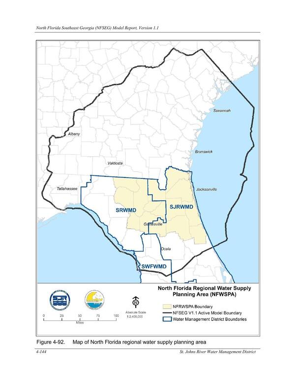 Figure 4-92. Map of North Florida regional water supply planning area