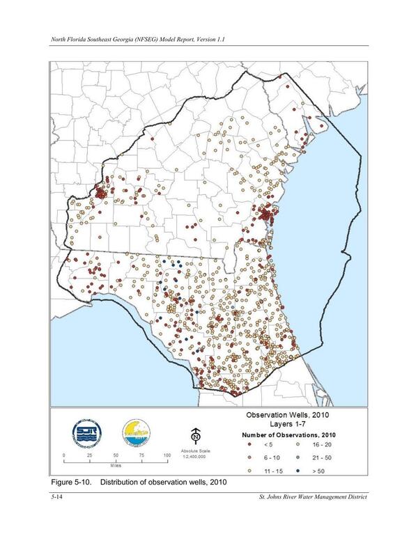 Figure 5-10. Distribution of observation wells, 2010