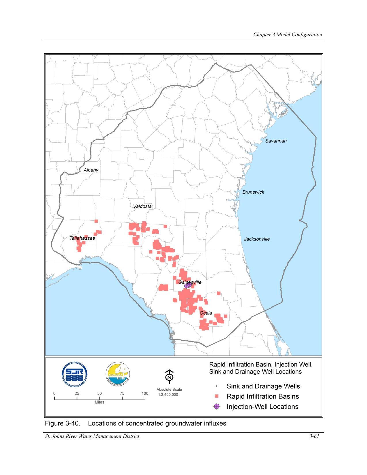 Figure 3-40. Locations of concentrated groundwater influxes