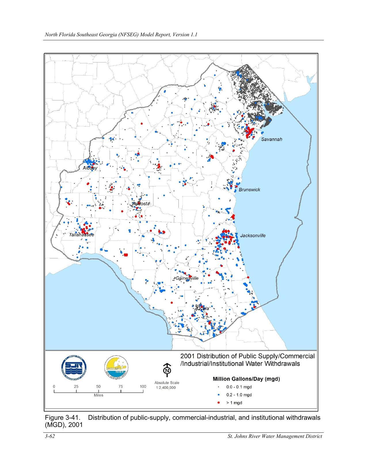 Figure 3-41. Distribution of public-supply, commercial-industrial, and institutional withdrawals