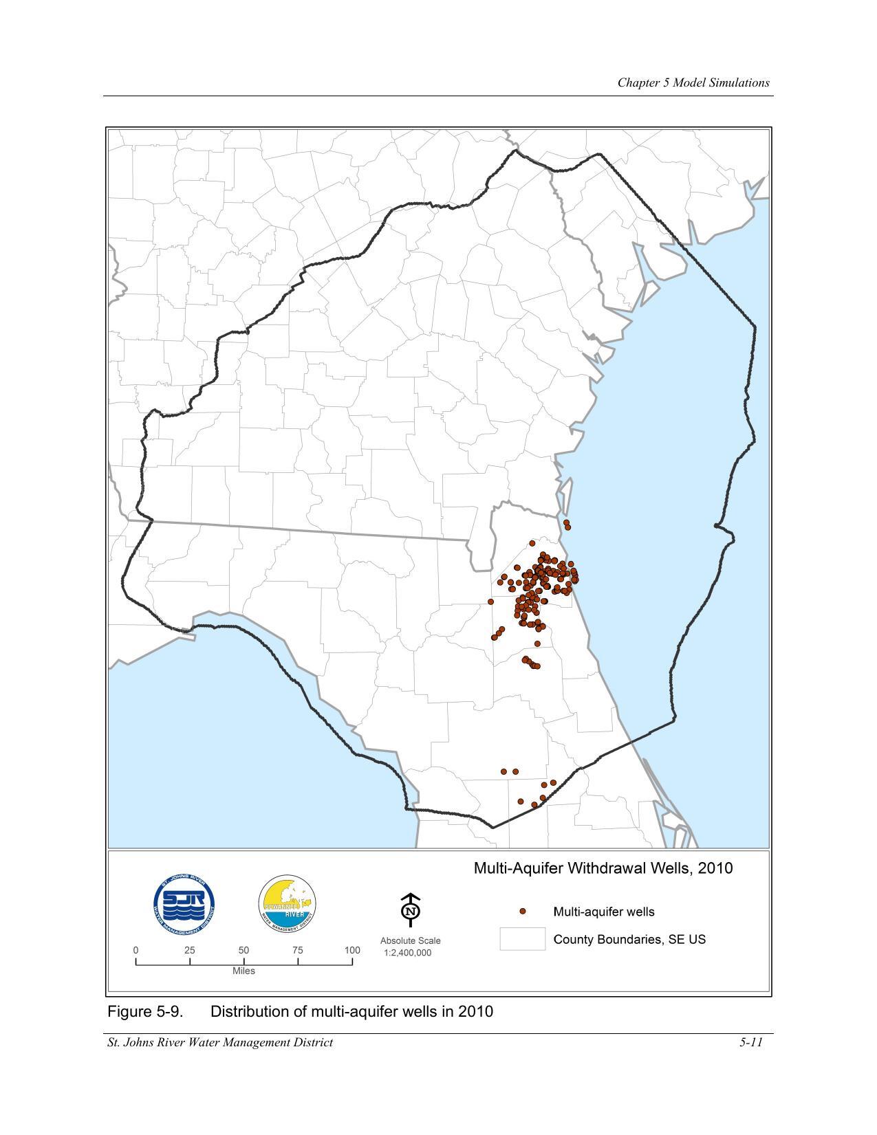 Figure 5-9. Distribution of multi-aquifer wells in 2010