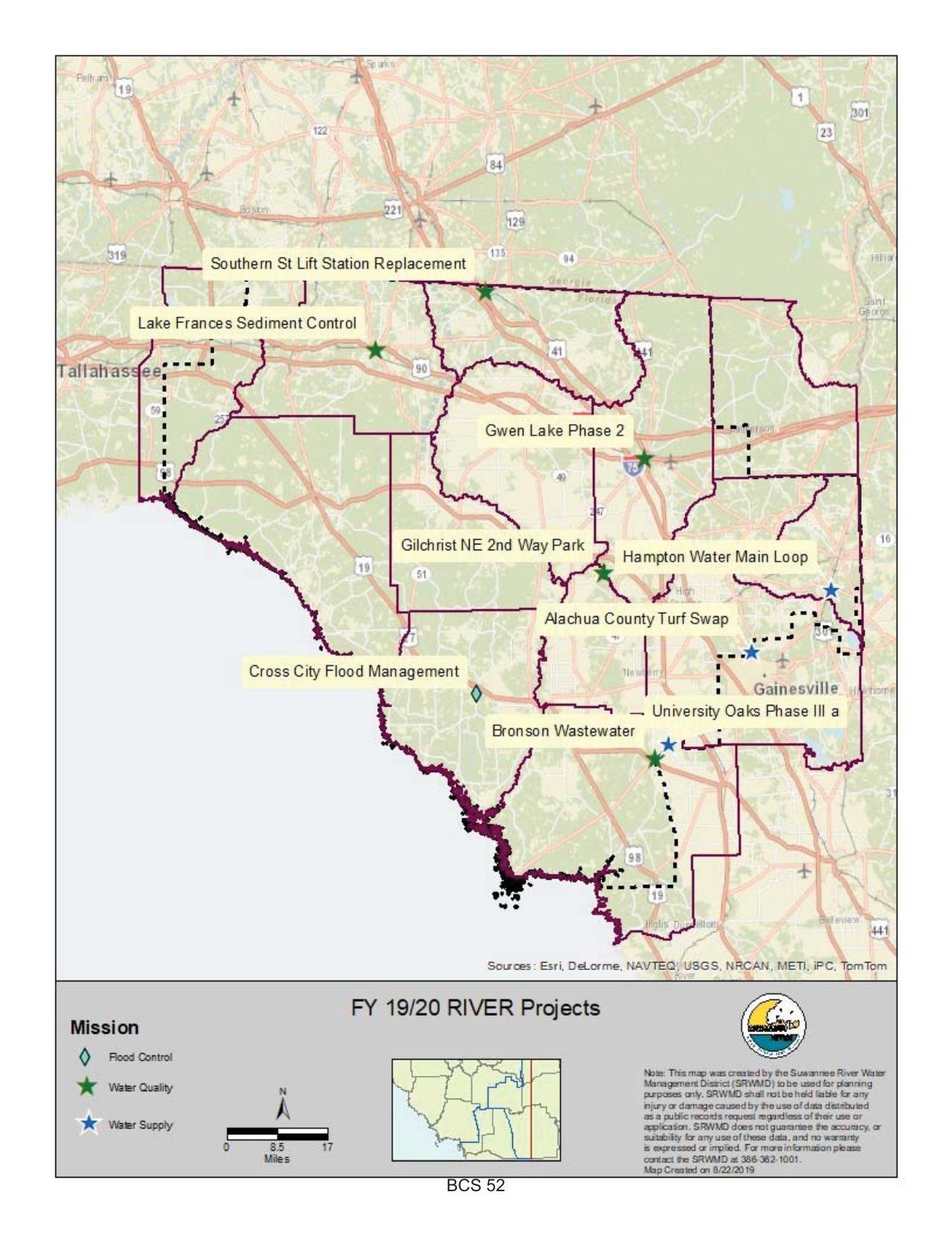 Map: FY 19/20 RIVER Projects