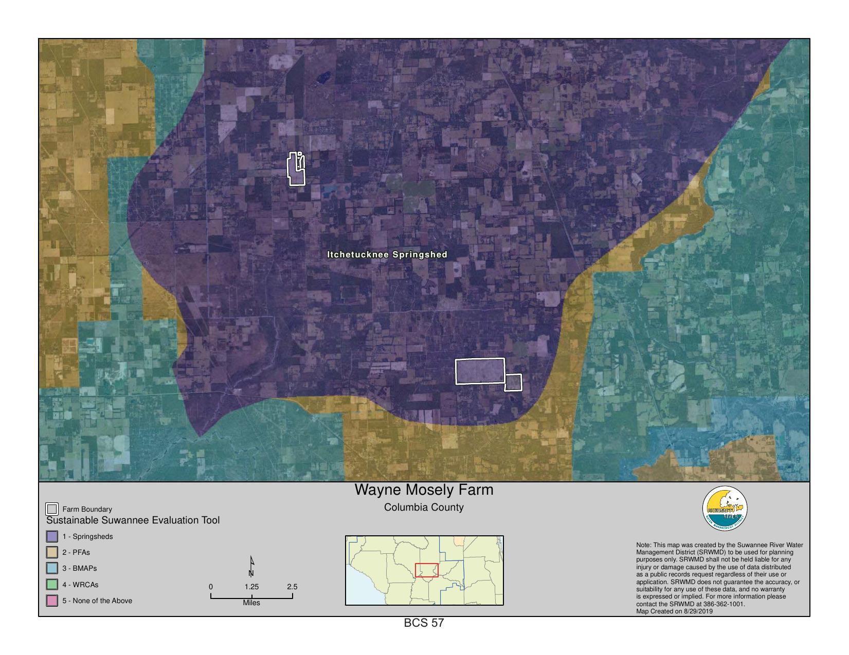 Map: Ichetucknee Springshed, Wayne Mosely Farm