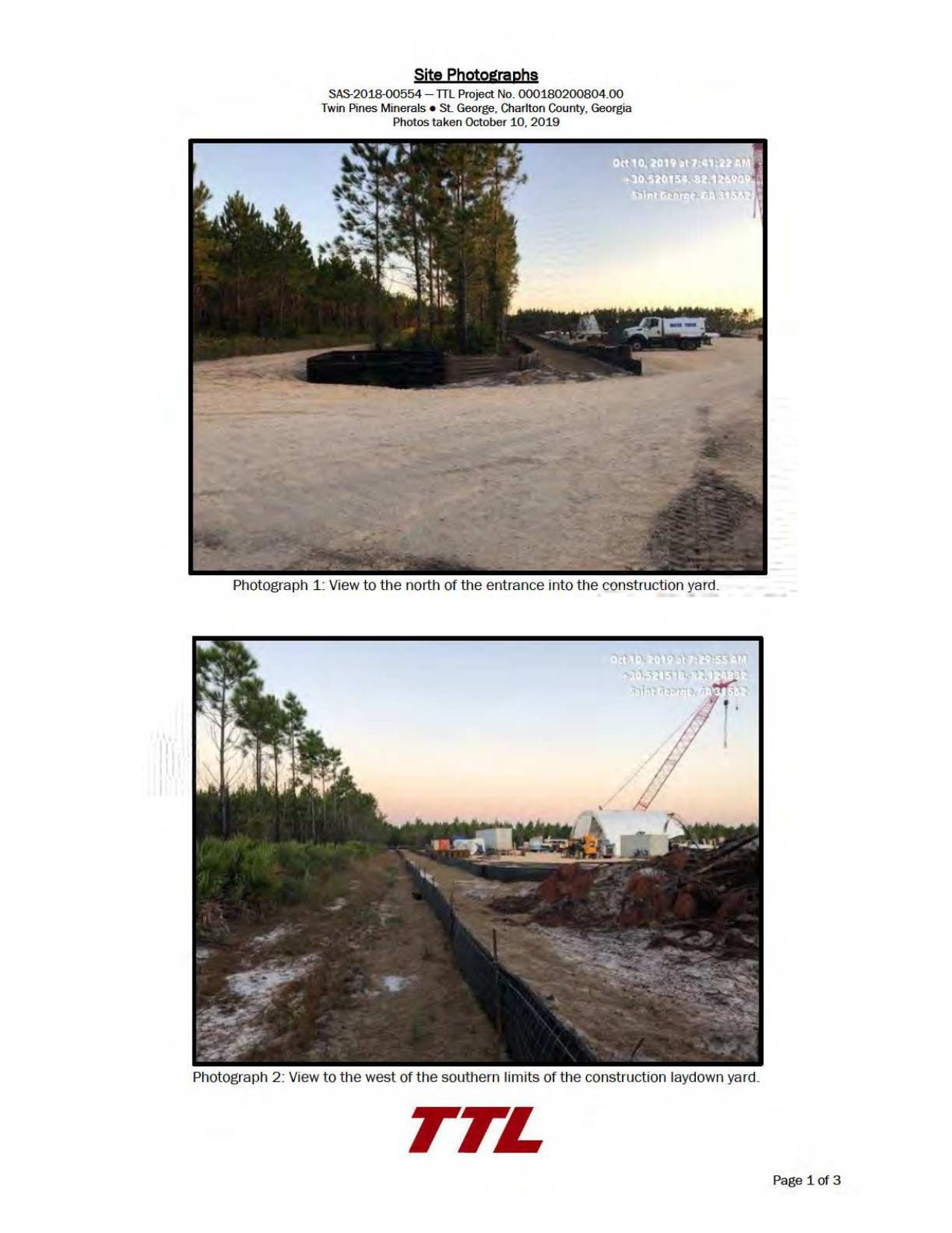 Photographs of the construction yard