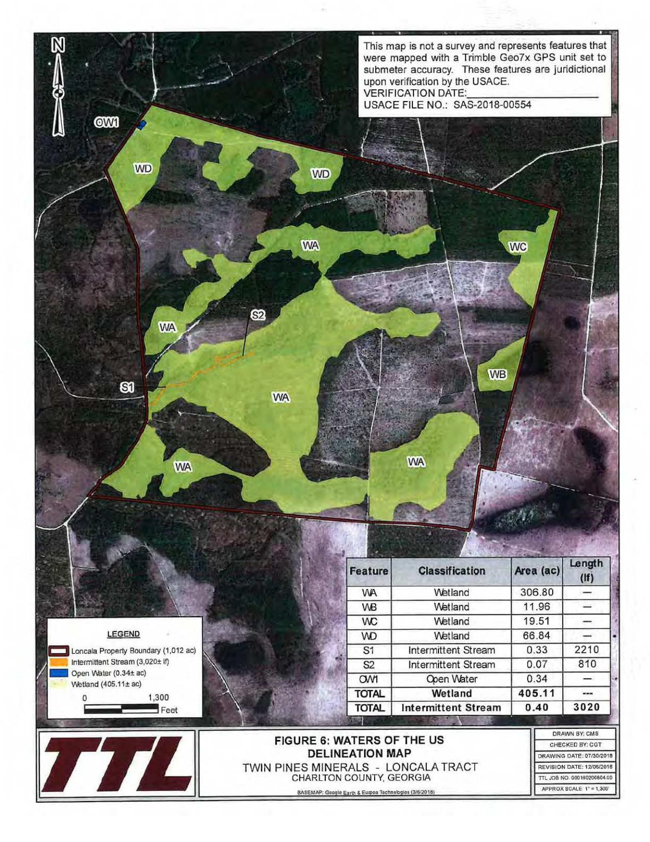 Loncala Tract: Waters of the US Delineation Map