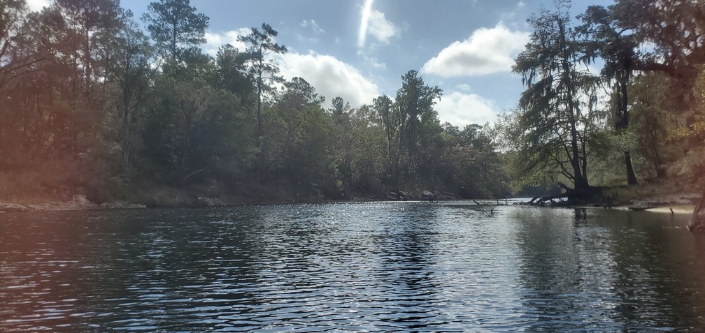 Shoals visible around the bend 113125, 11:31:25, 30.6323175, -83.2947874