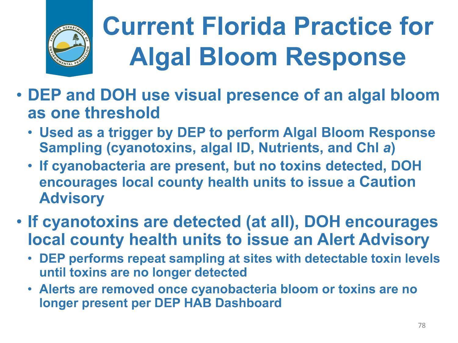 Current Florida Practice for Algal Bloom Response