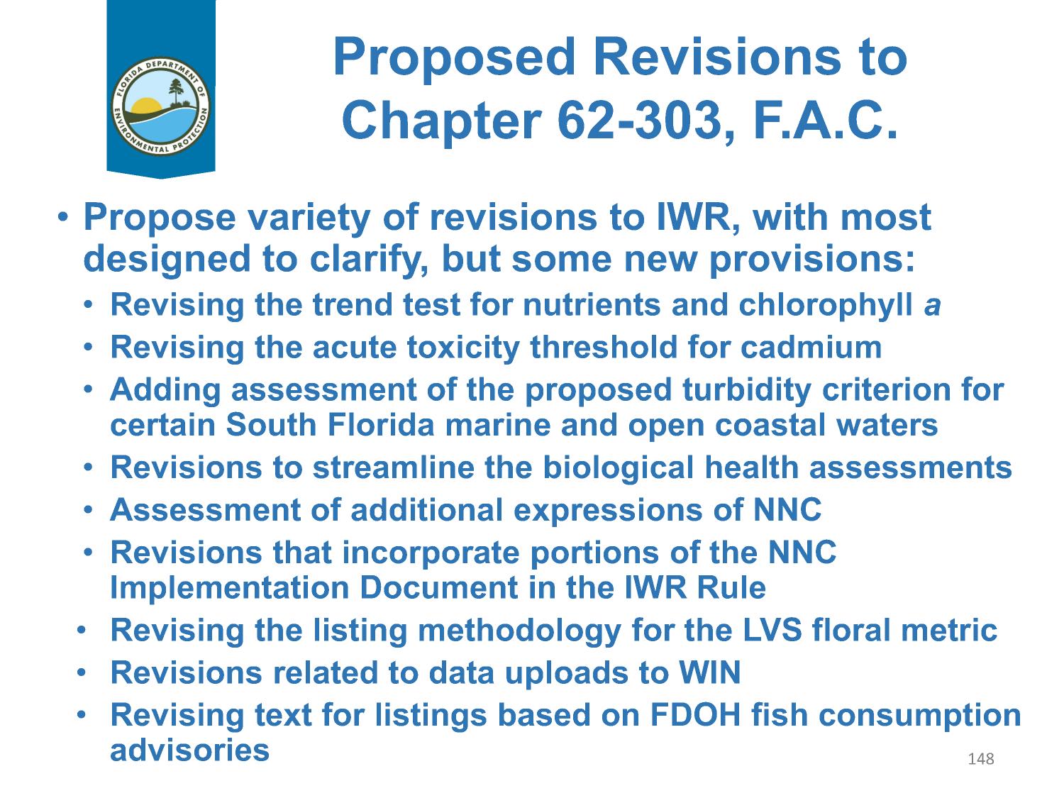 Proposed Revisions, 62-303, F.A.C.