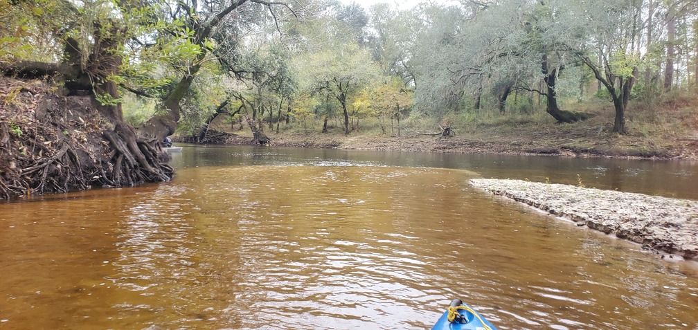 Creek water meets river, 14:15:19, 30.6539368, -83.3625671