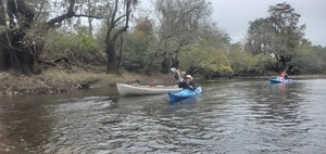 [Luna the dog in canoe, 12:20:39, 30.6675815, -83.3896927]