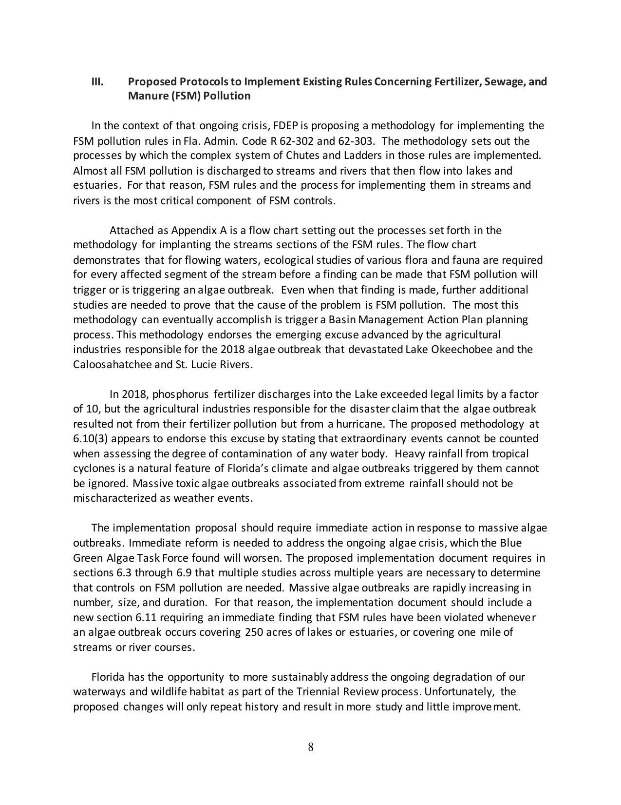 III. Proposed Protocols to Implement Existing Rules Concerning Fertilizer, Sewage, and Manure (FSM) Pollution