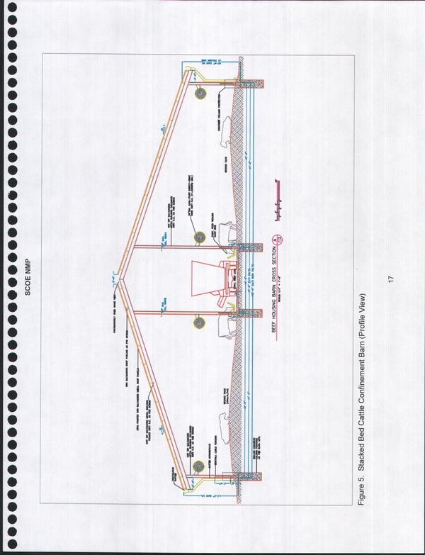 Figure 5. Stacked Bed Cattle Confinement Barn (Profile View)