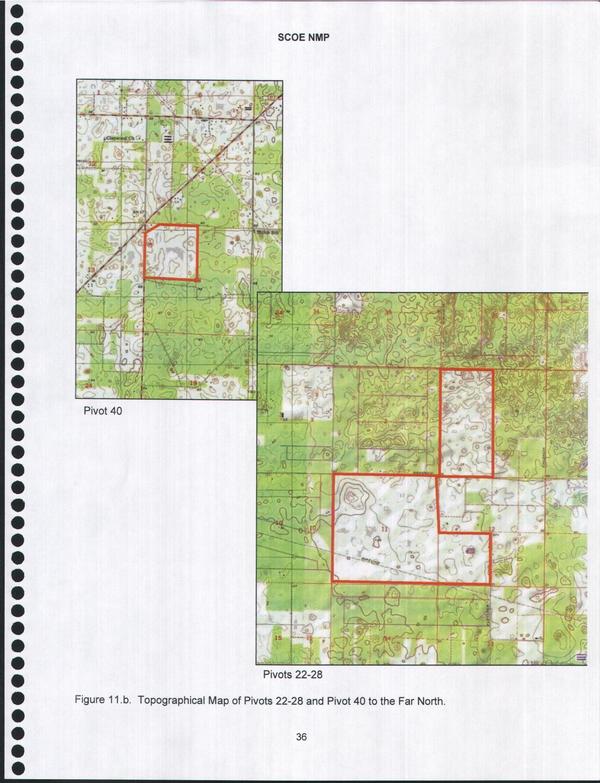 Figure 11.b. Topographical Map of Pivots 22-28 and Pivot 40 to the Far North.