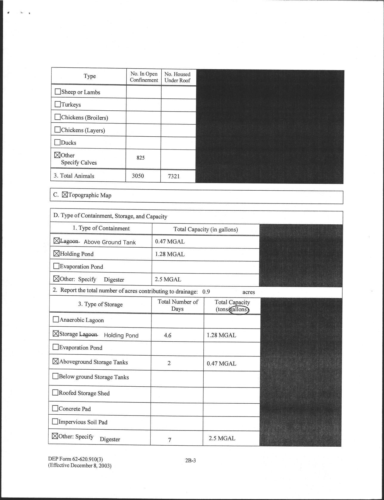 2. Report the total number of acres contri