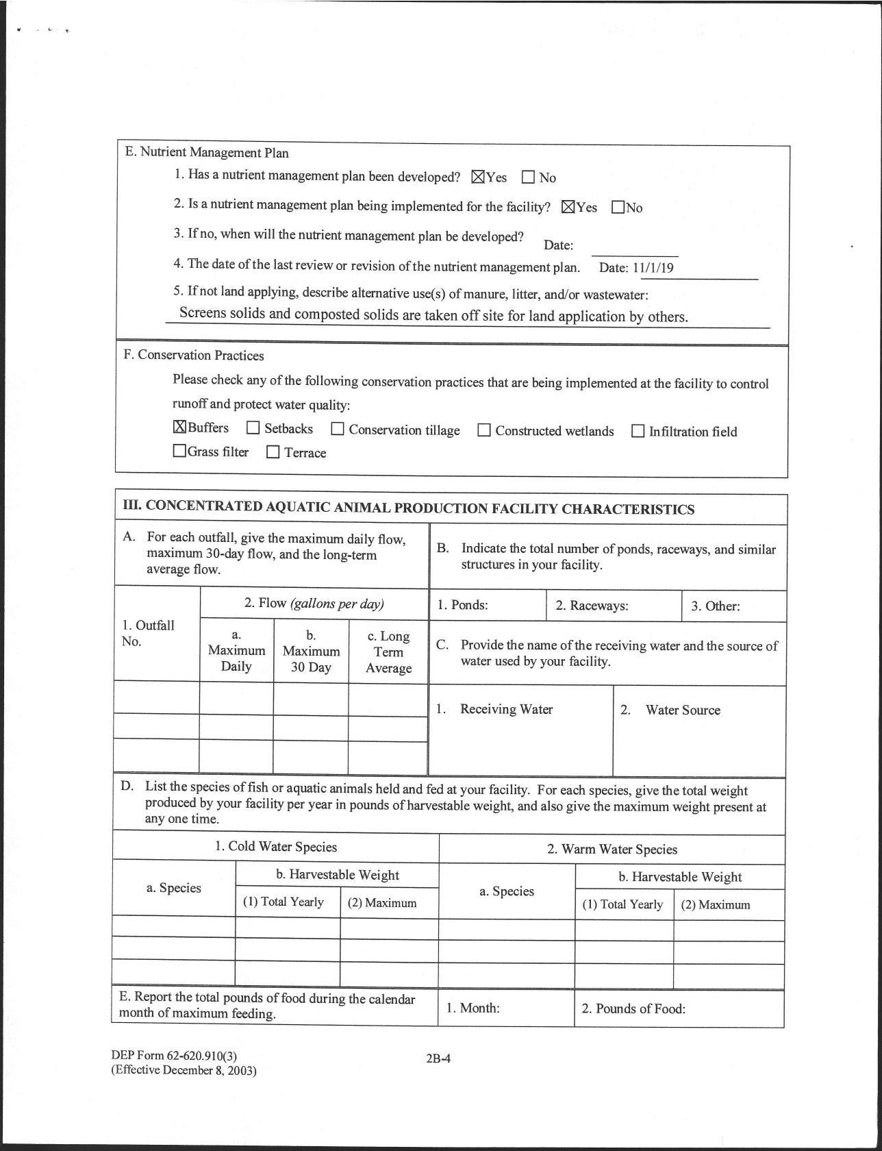 E. Nutrient Management Plan