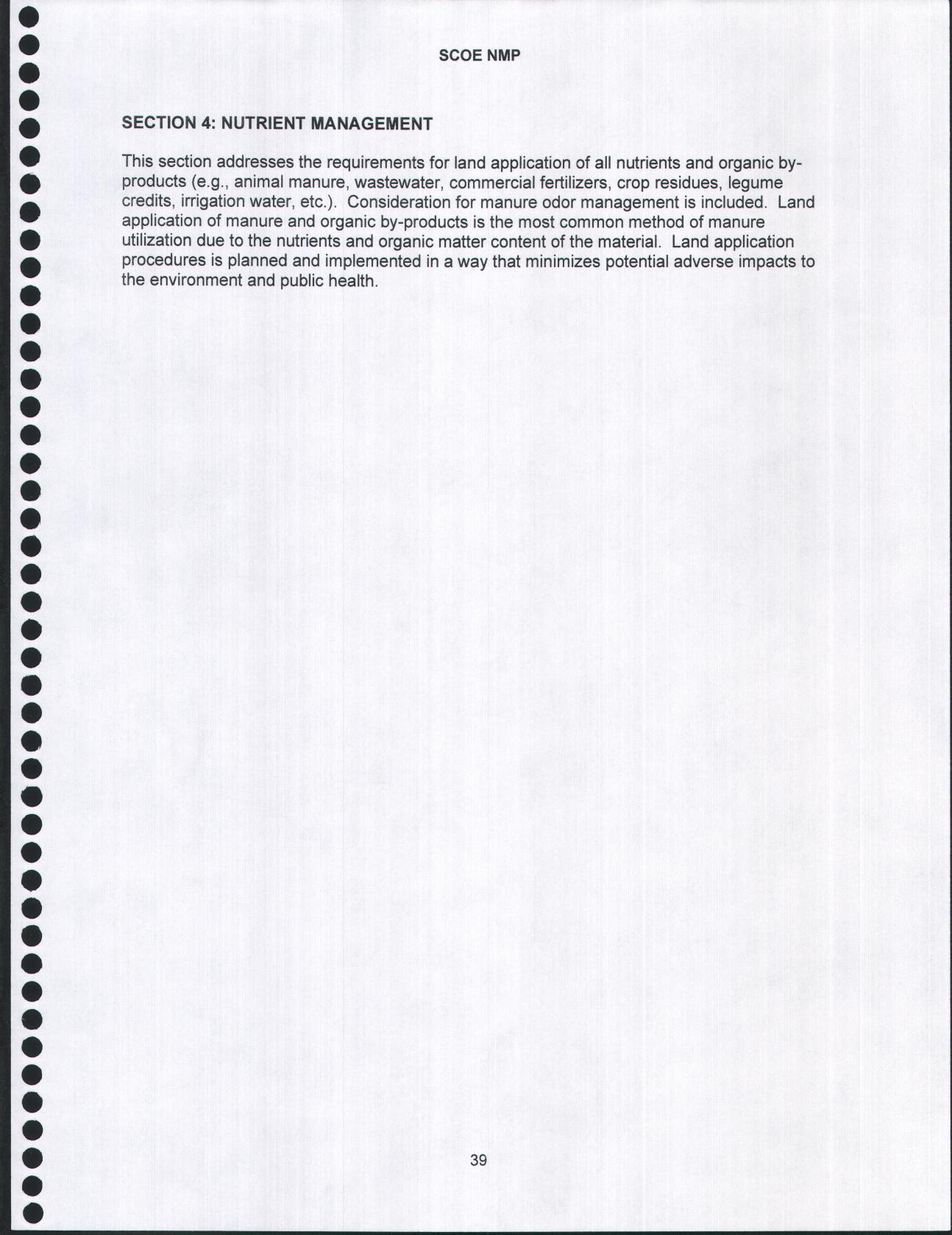 SECTION 4: NUTRIENT MANAGEMENT