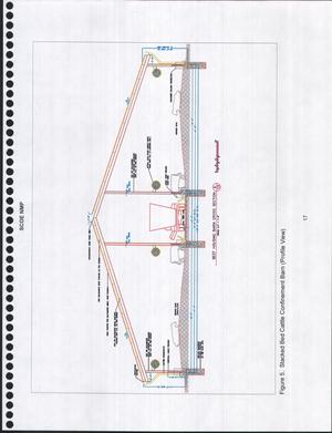 [Figure 5. Stacked Bed Cattle Confinement Barn (Profile View)]