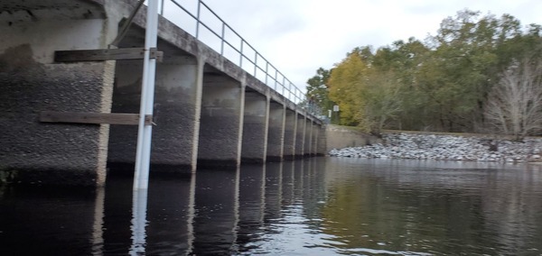 View south along the bottom (downstream) side of the Sill, 09:51:07, 30.8039456, -82.4176042