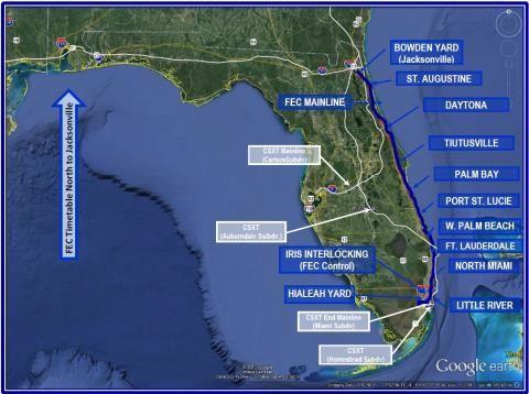 FEC Timetable North from Miami to Jacksonville