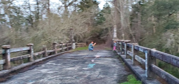 Family on bridge