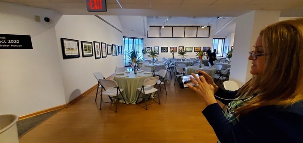 Stage in the corner in front of the window