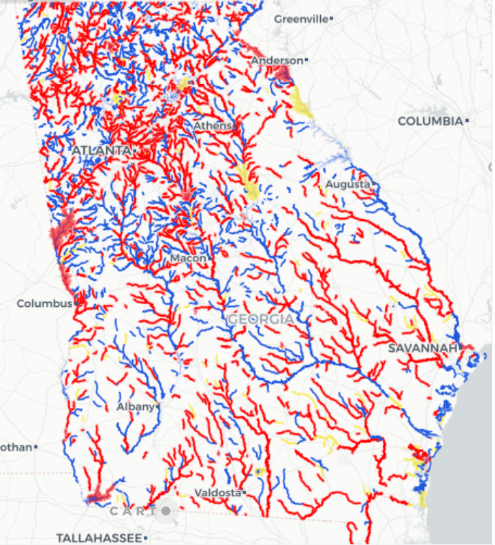 Georgia impaired waters, map