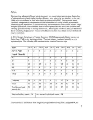 [In 2013, Georgia Department of Natural Resources (DNR) began annual alligator surveys on Banks Lake NWR, water levels permitting.]